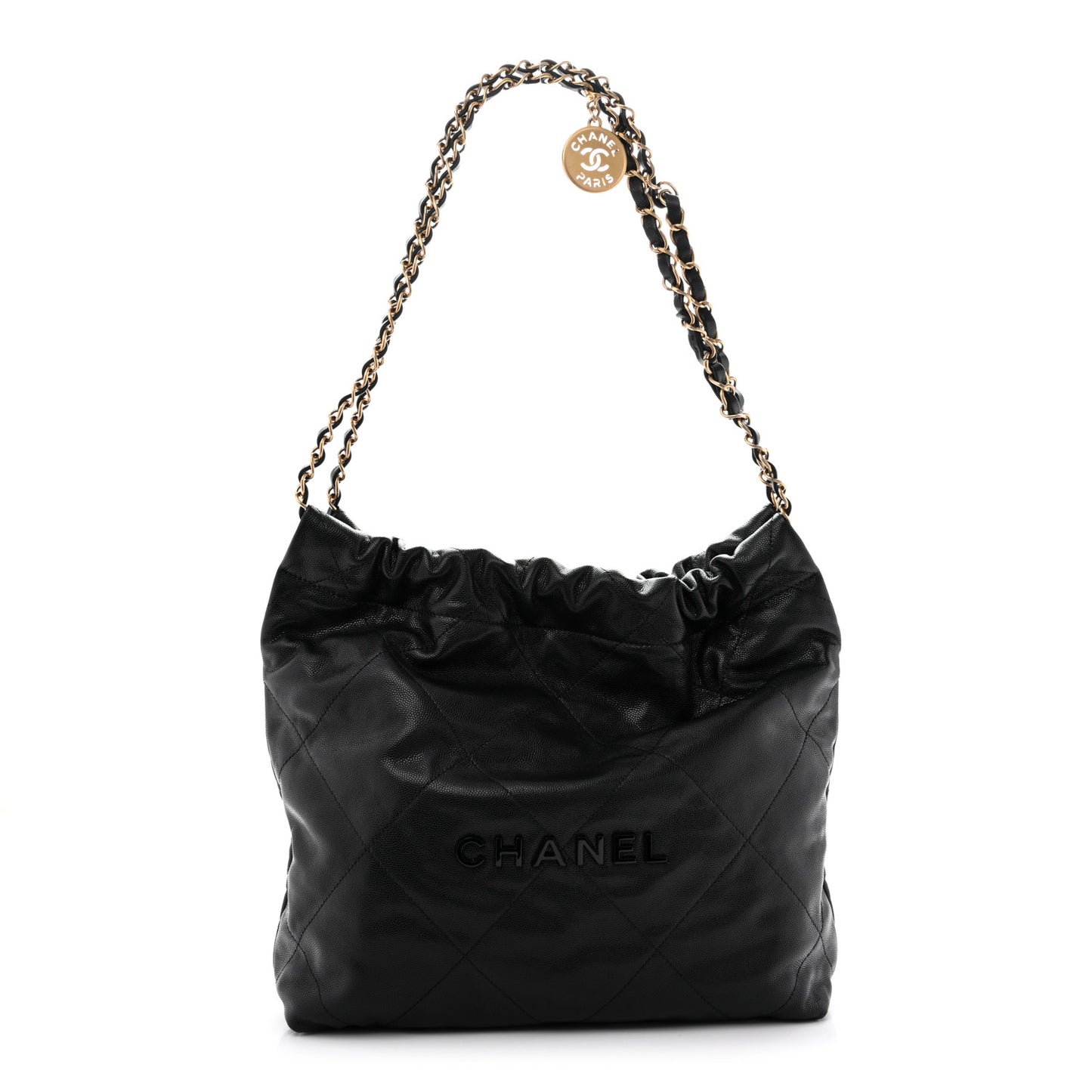 Shiny Caviar Quilted Monochrome Small Chanel 22 Black