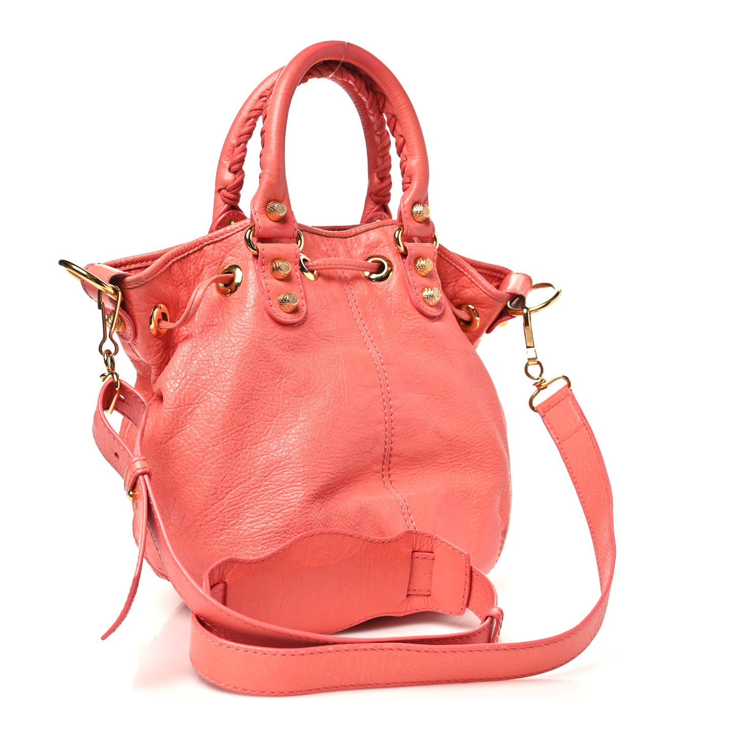 Agneau Giant 12 Gold Hardware Mini Pompon Rose Azalee