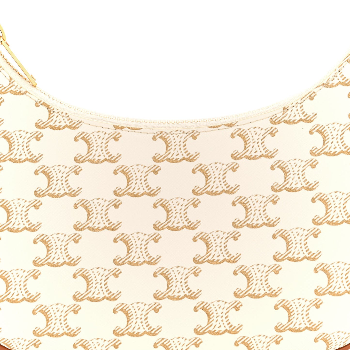 Canvas Calfskin Ava Triomphe Shoulder Bag White