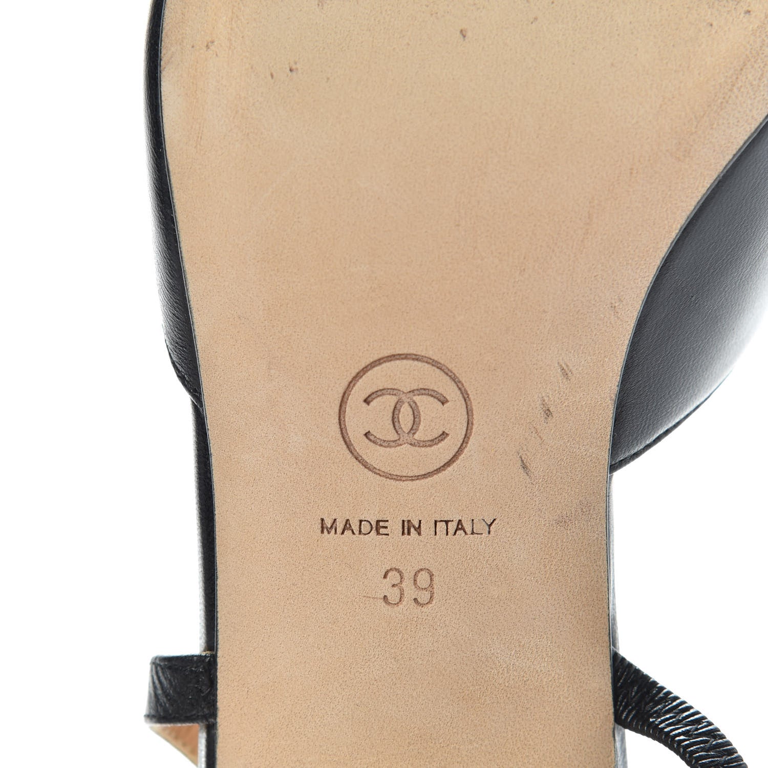 Chanel Goatskin Grosgrain Cap Toe CC Slingback Sandals 39 Black 9 of 10