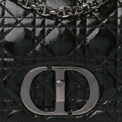 Christian Dior Crinkled Patent Lambskin Cannage Medium Caro Bag Black 8 of 10