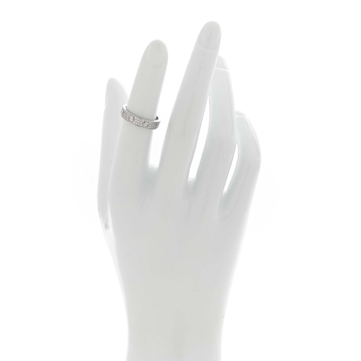 Cartier 18K White Gold Diamond 4mm LOVE Wedding Paved Band Ring 48 4.5 2 of 4