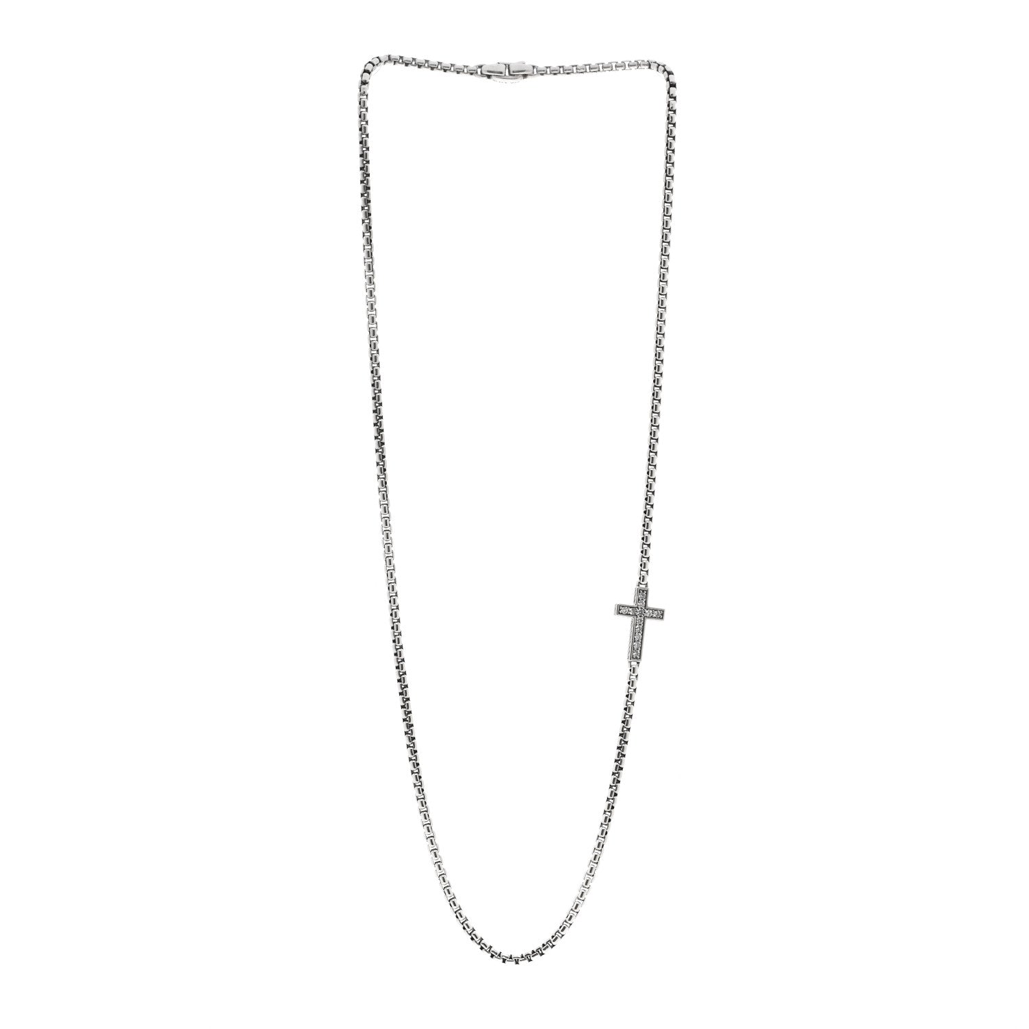David Yurman Sterling Silver Diamond Streamline Cross Station Necklace 26" 3 of 5