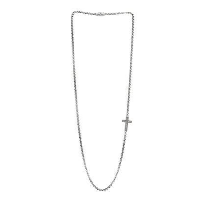 David Yurman Sterling Silver Diamond Streamline Cross Station Necklace 26" 3 of 5