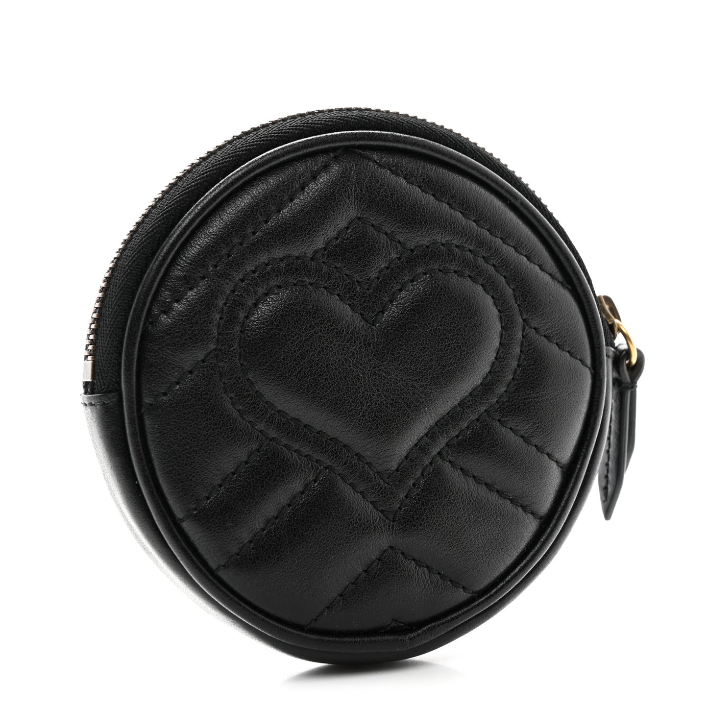 Calfskin Matelasse GG Marmont Round Coin Purse Black