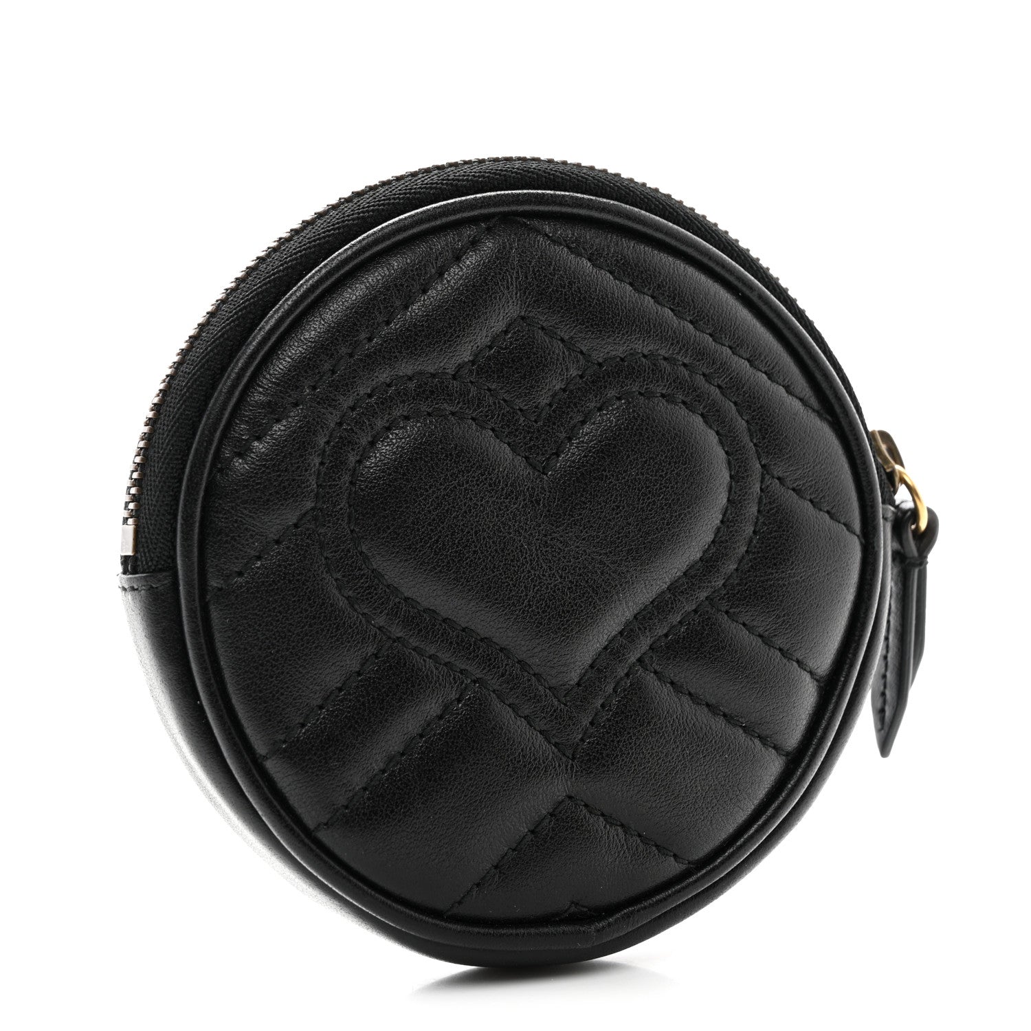 Gucci Calfskin Matelasse GG Marmont Round Coin Purse Black 3 of 7