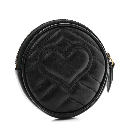 Gucci Calfskin Matelasse GG Marmont Round Coin Purse Black 3 of 7