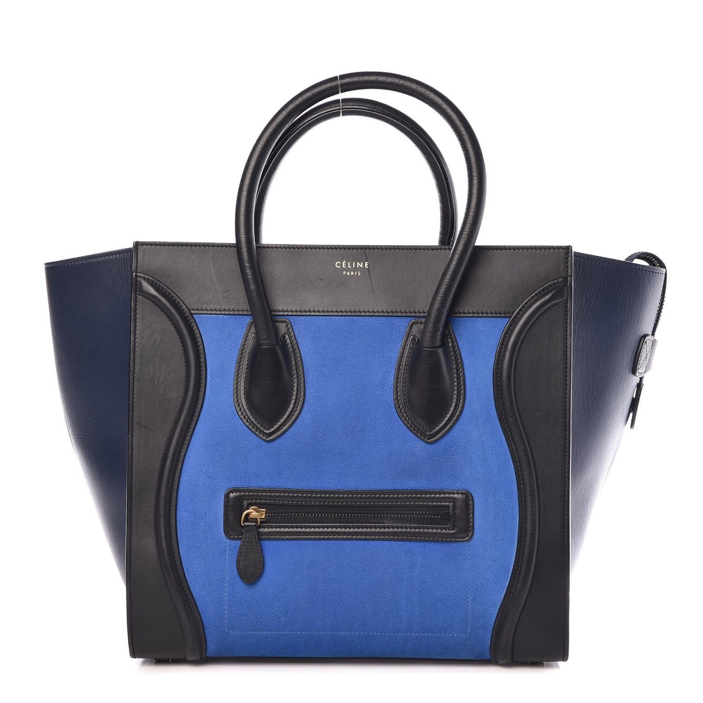 Nubuck Calfskin Suede Mini Tri-Color Luggage Bright Blue