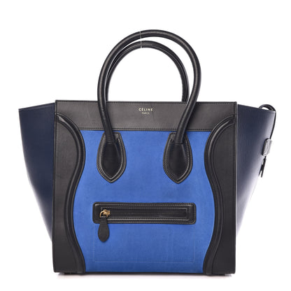Celine Nubuck Calfskin Suede Mini Tri-Color Luggage Bright Blue 1 of 18