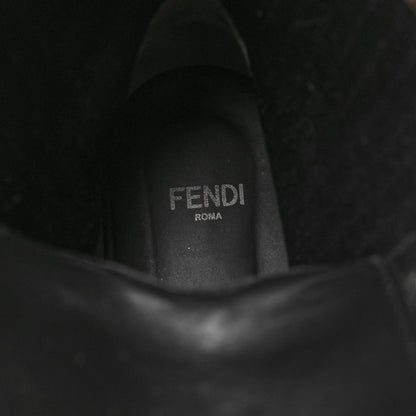 Fendi Calfskin Stretch Fabric Rockoko Biker Boots 39 Tobacco Black Marino 7 of 8