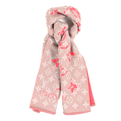Louis Vuitton Wool Silk Monogram LV Scarf Beige Red 1 of 3