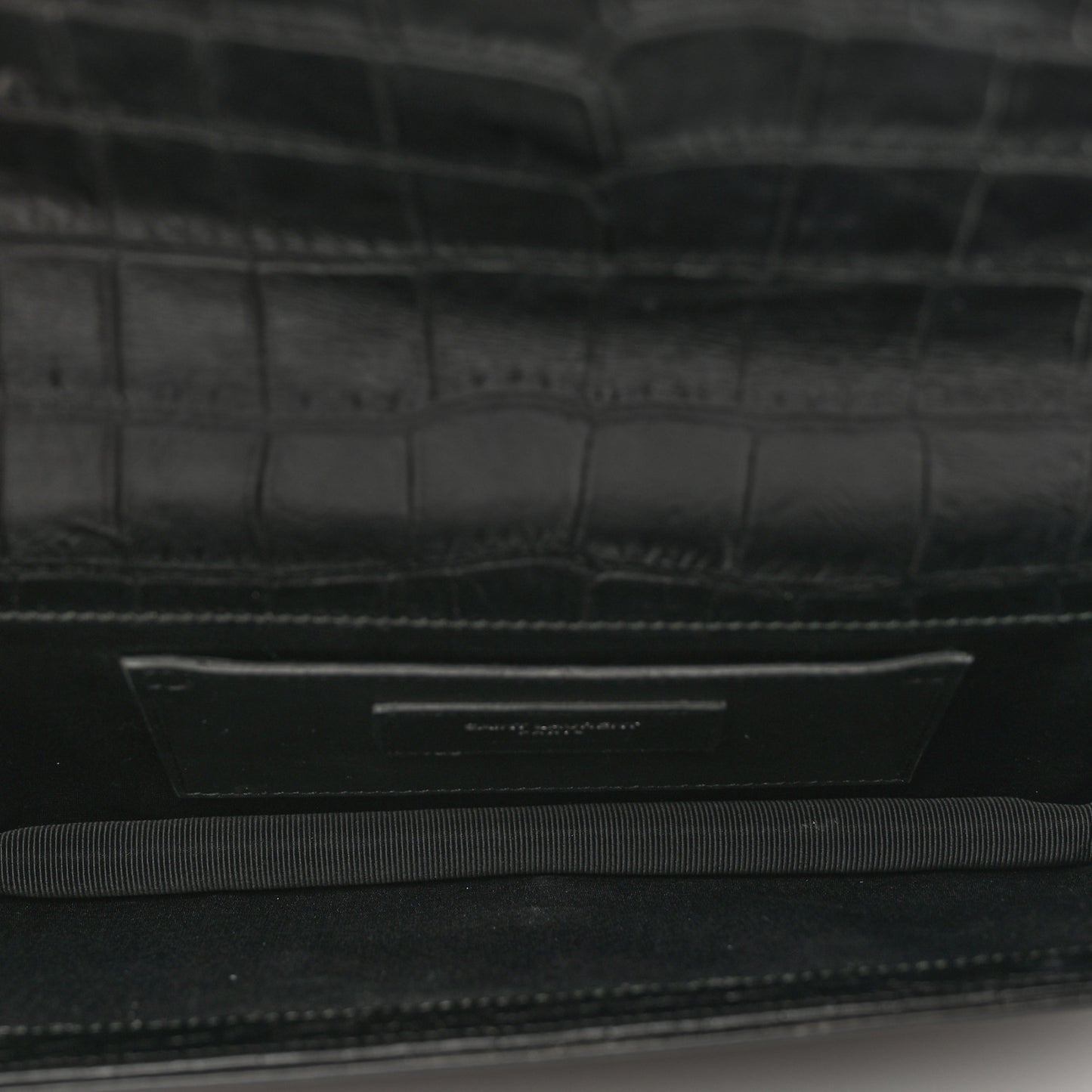 Calfskin Crocodile Embossed Classic Kate Monogram Clutch Black