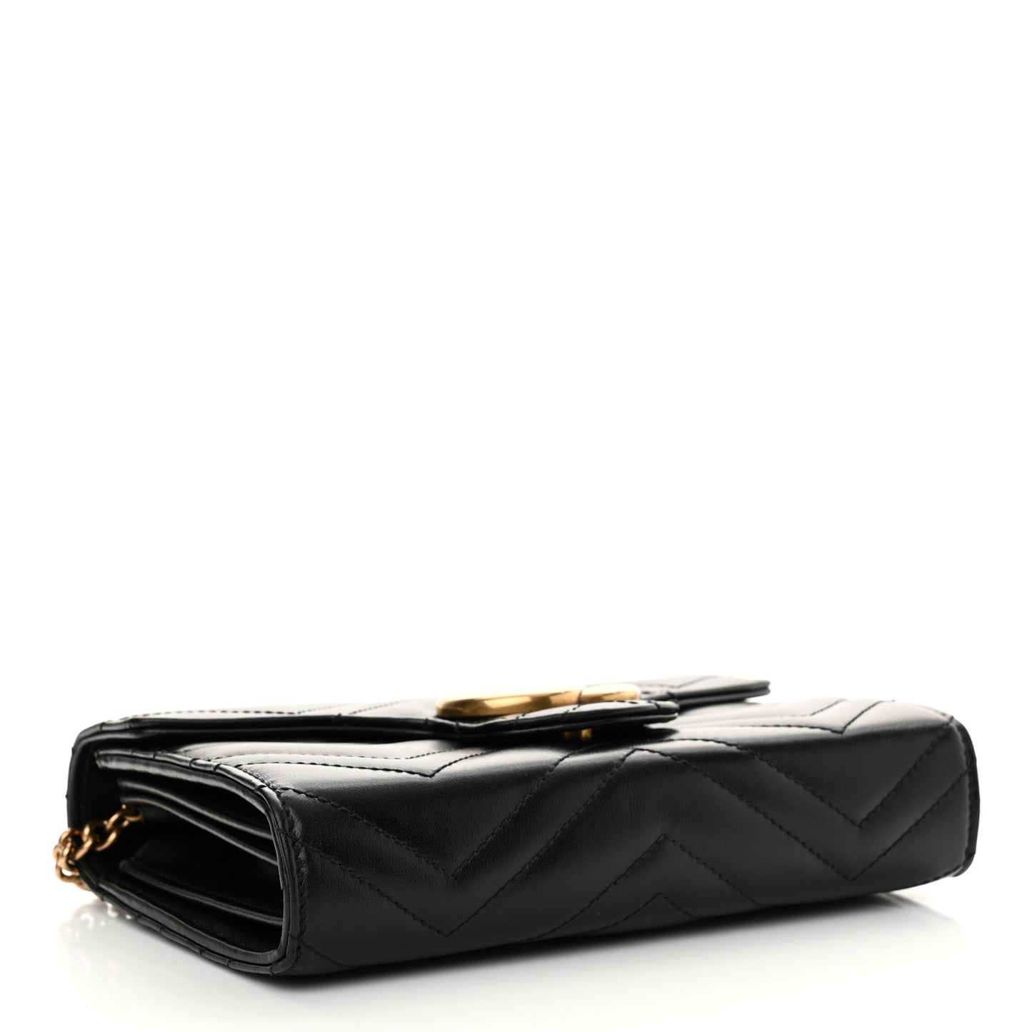 Calfskin Matelasse GG Marmont Chain Wallet Black