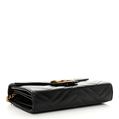 Gucci Calfskin Matelasse GG Marmont Chain Wallet Black 4 of 12