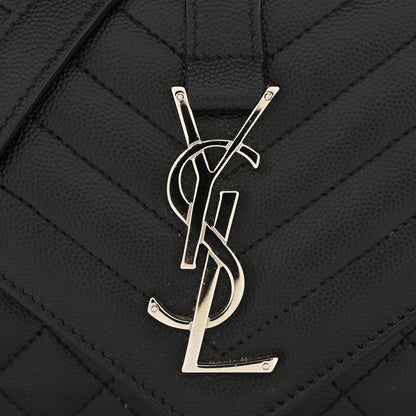 Saint Laurent Grain De Poudre Textured Mixed Matelasse Triquilt Small Monogram Satchel Black 11 of 13