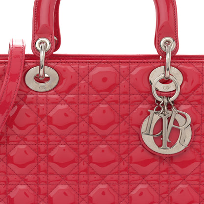 Christian Dior Patent Cannage Large Lady Dior Fuchsia 8 of 13
