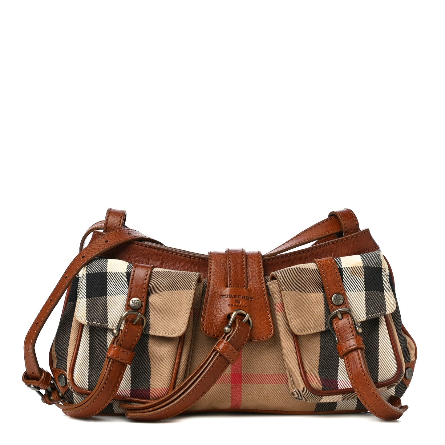 Prorsum House Check Bridle Calfskin Shoulder Bag Dark Tan