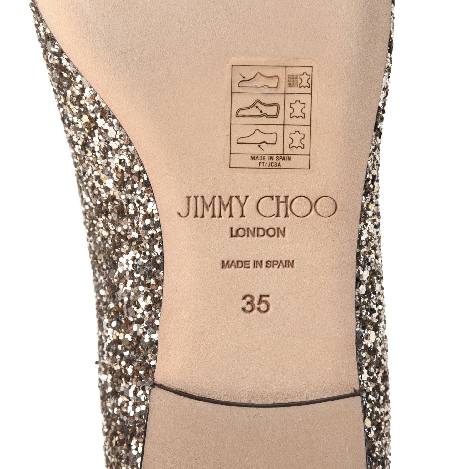 Jimmy Choo Glitter Alina Flats 35 Antique Gold 8 of 9