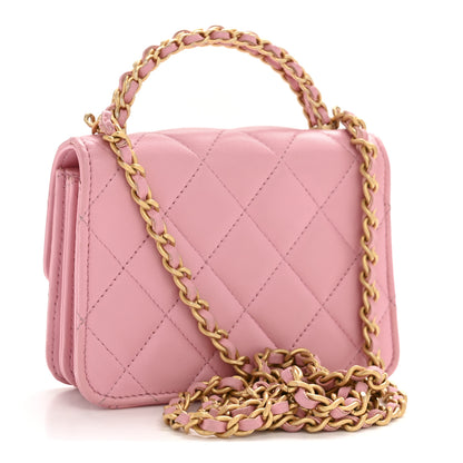 Chanel Lambskin Quilted Pick Me Up Mini Wallet On Chain Light Pink 3 of 12
