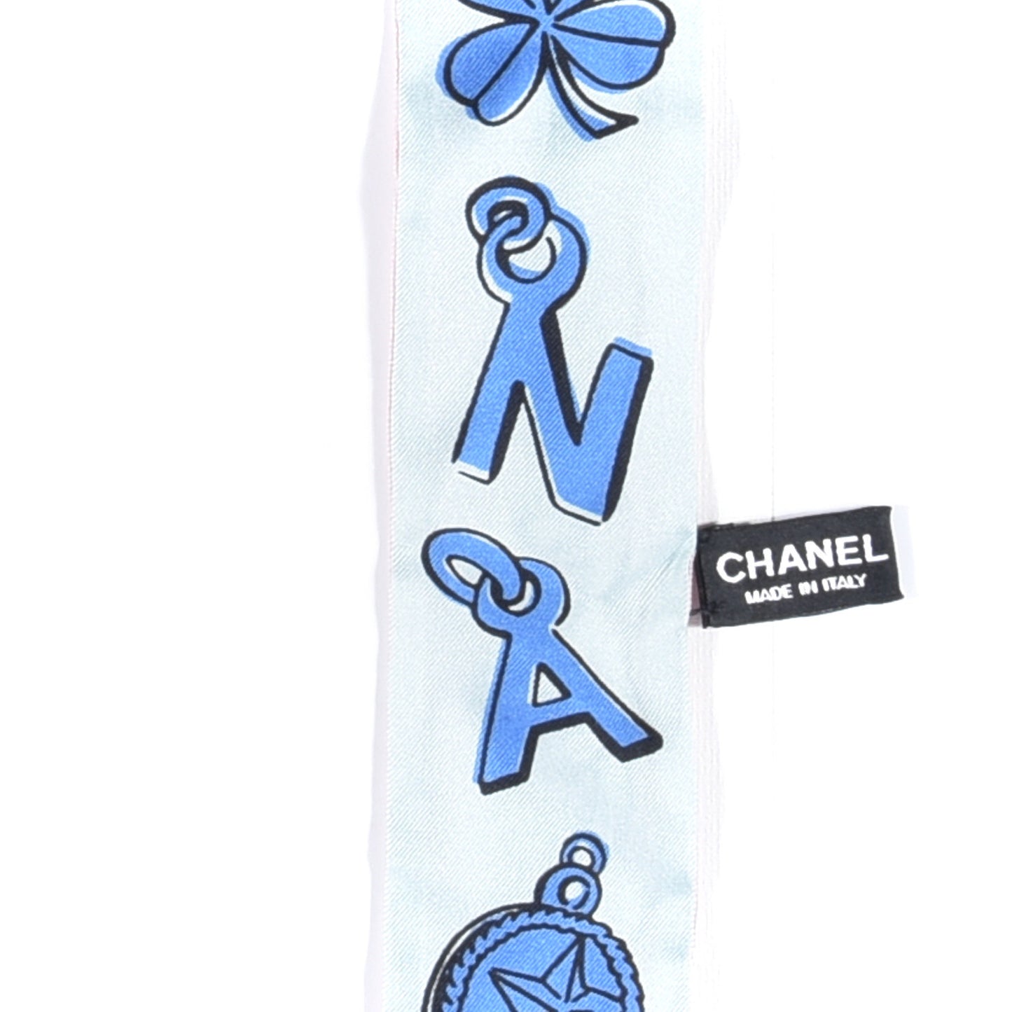 Silk CC Chain Slim Bandeau Scarf Pink Blue