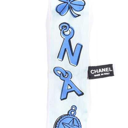 Chanel Silk CC Chain Slim Bandeau Scarf Pink Blue 2 of 4