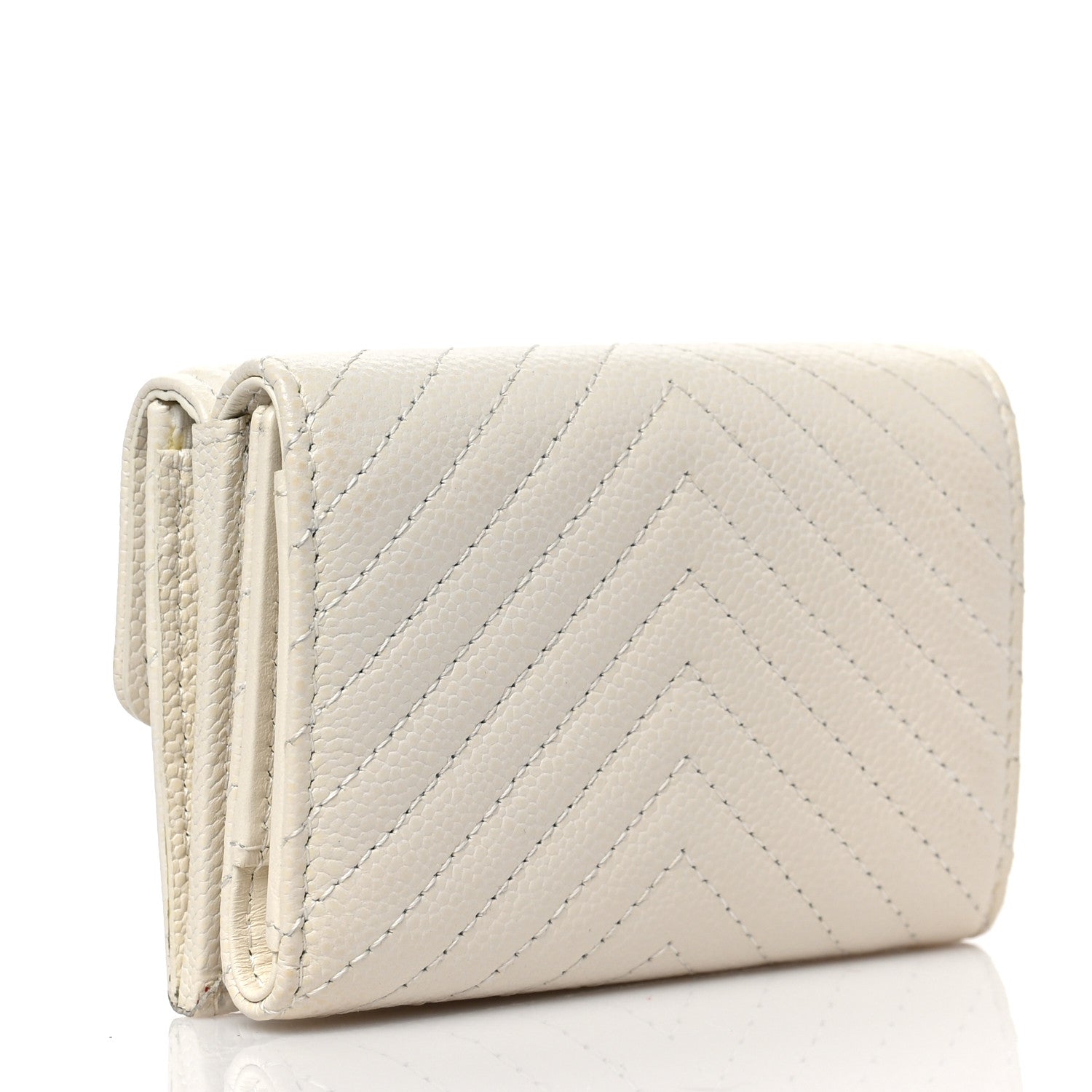 Chanel Caviar Chevron Quilted Small Boy Flap Wallet White 3 of 7