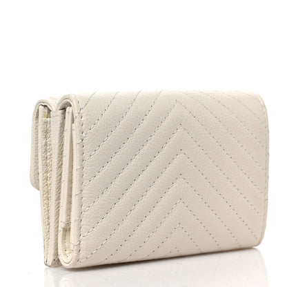 Chanel Caviar Chevron Quilted Small Boy Flap Wallet White 3 of 7