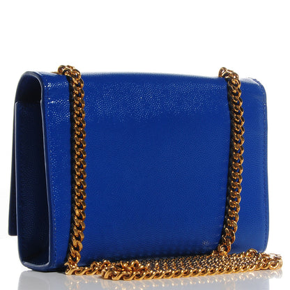Saint Laurent Grain De Poudre Small Classic Monogram Satchel Royal Blue 3 of 8
