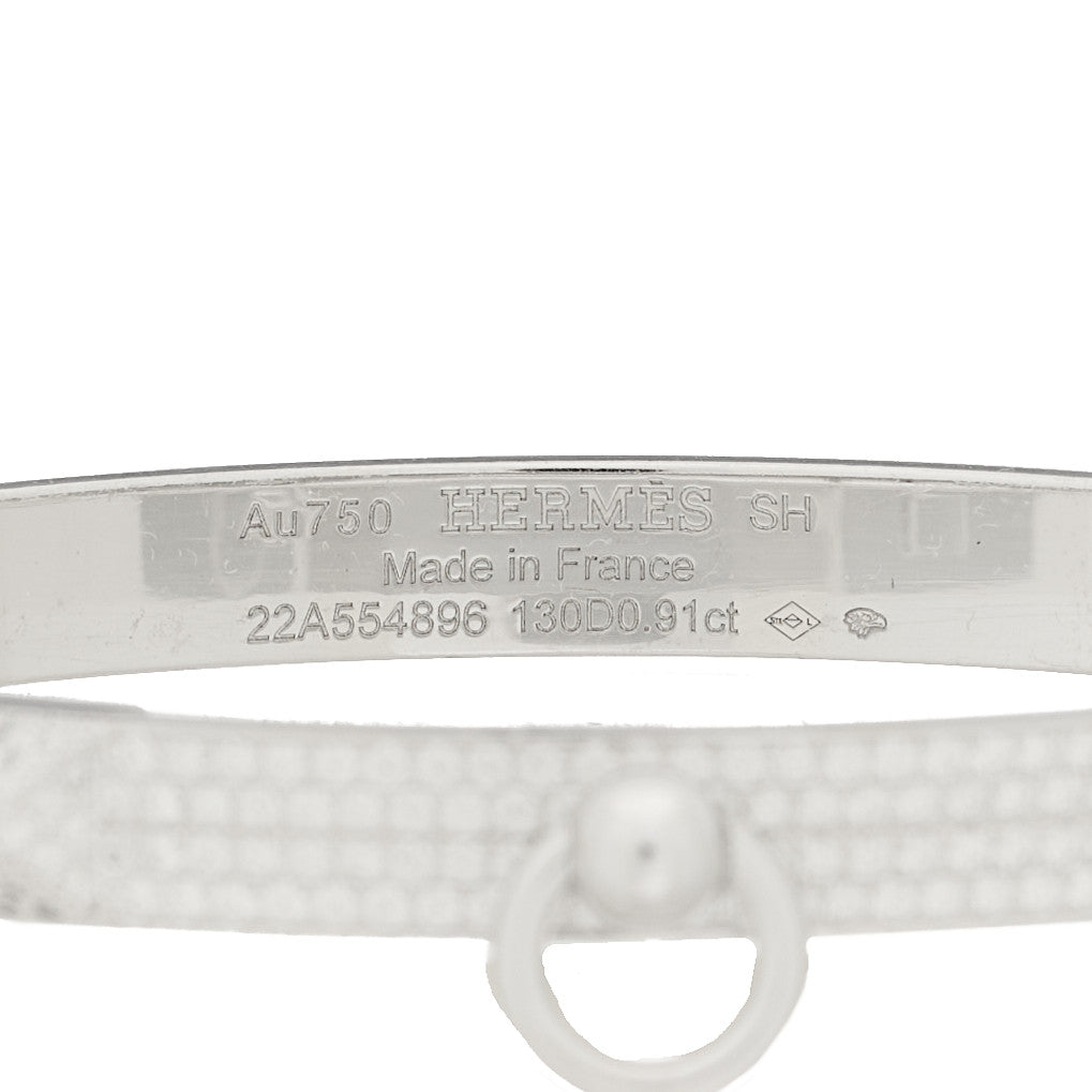 Hermes 18K White Gold Pave Diamond PM Collier De Chien Bracelet SH 3 of 3