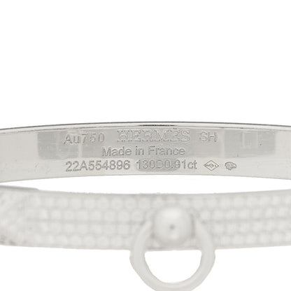 Hermes 18K White Gold Pave Diamond PM Collier De Chien Bracelet SH 3 of 3