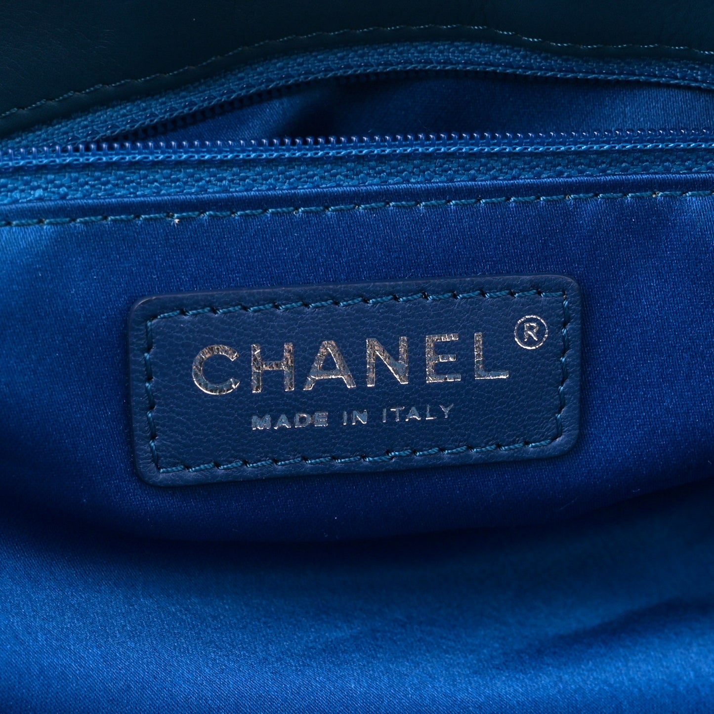 Calfskin Stitched Large Bowling Bag Blue