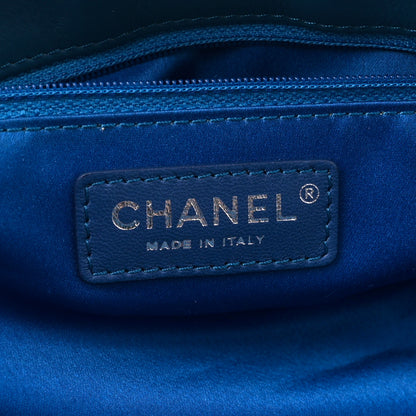 Chanel Calfskin Stitched Large Bowling Bag Blue 6 of 11