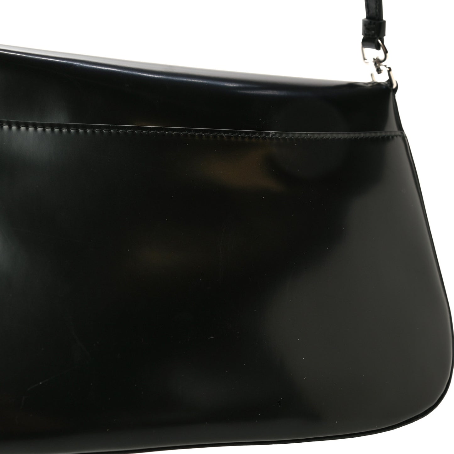 Brushed Calfskin Cleo Flap Shoulder Bag Black