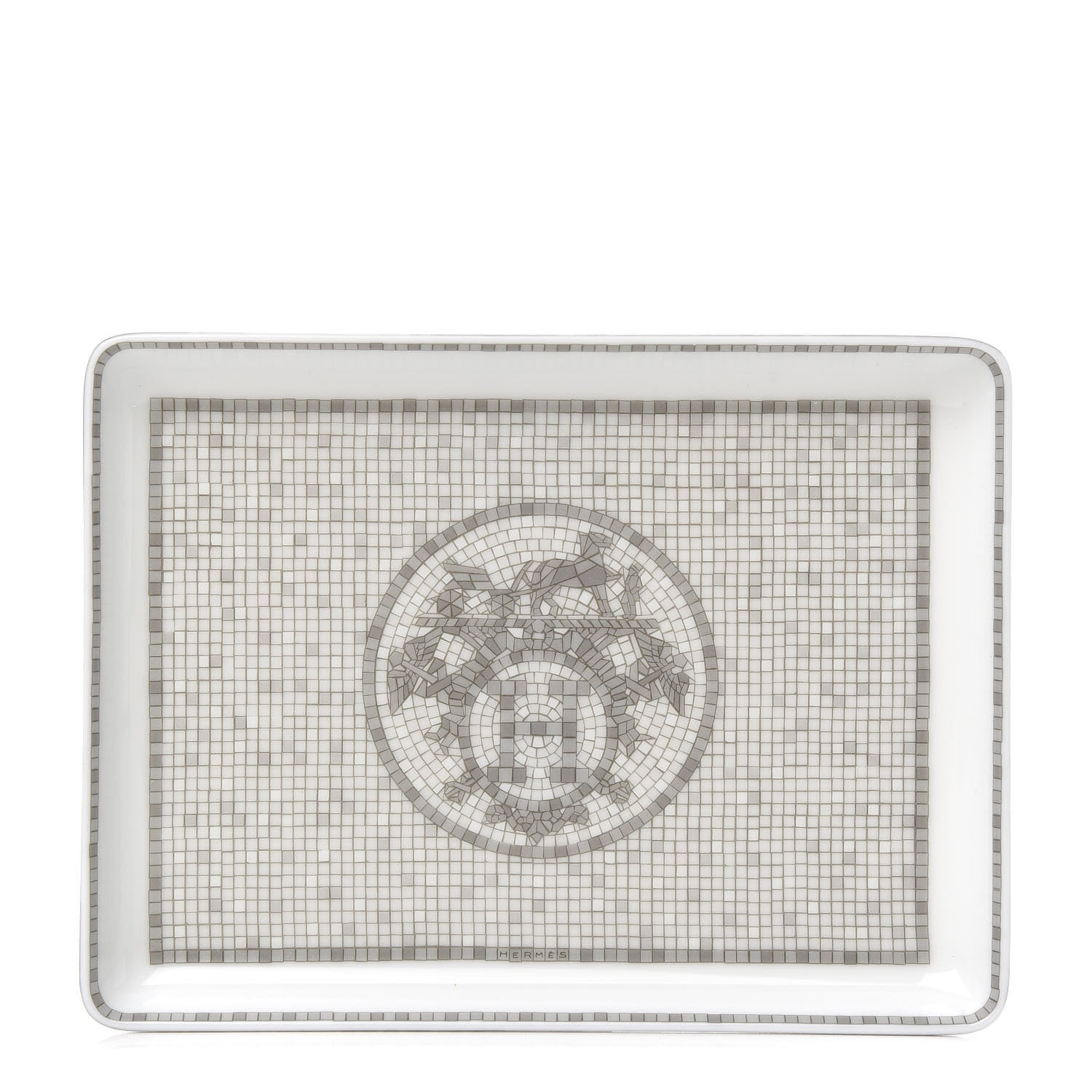 Hermes Porcelain Mosaique Au 24 Sushi Plate Platine 1 of 5