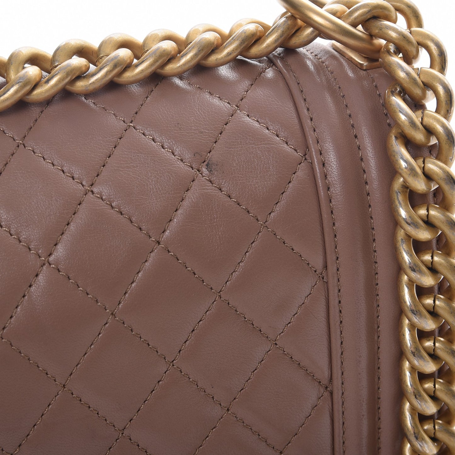 Calfskin Quilted Medium Boy Flap Camel