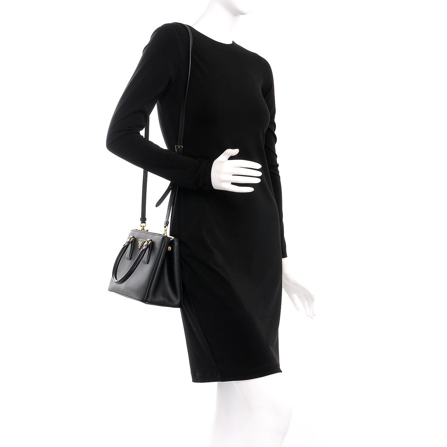 Saffiano Lux Small Galleria Double Zip Tote Black