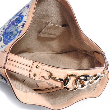 Gucci Canvas Flora Floral Wave Hobo Blue 5 of 7