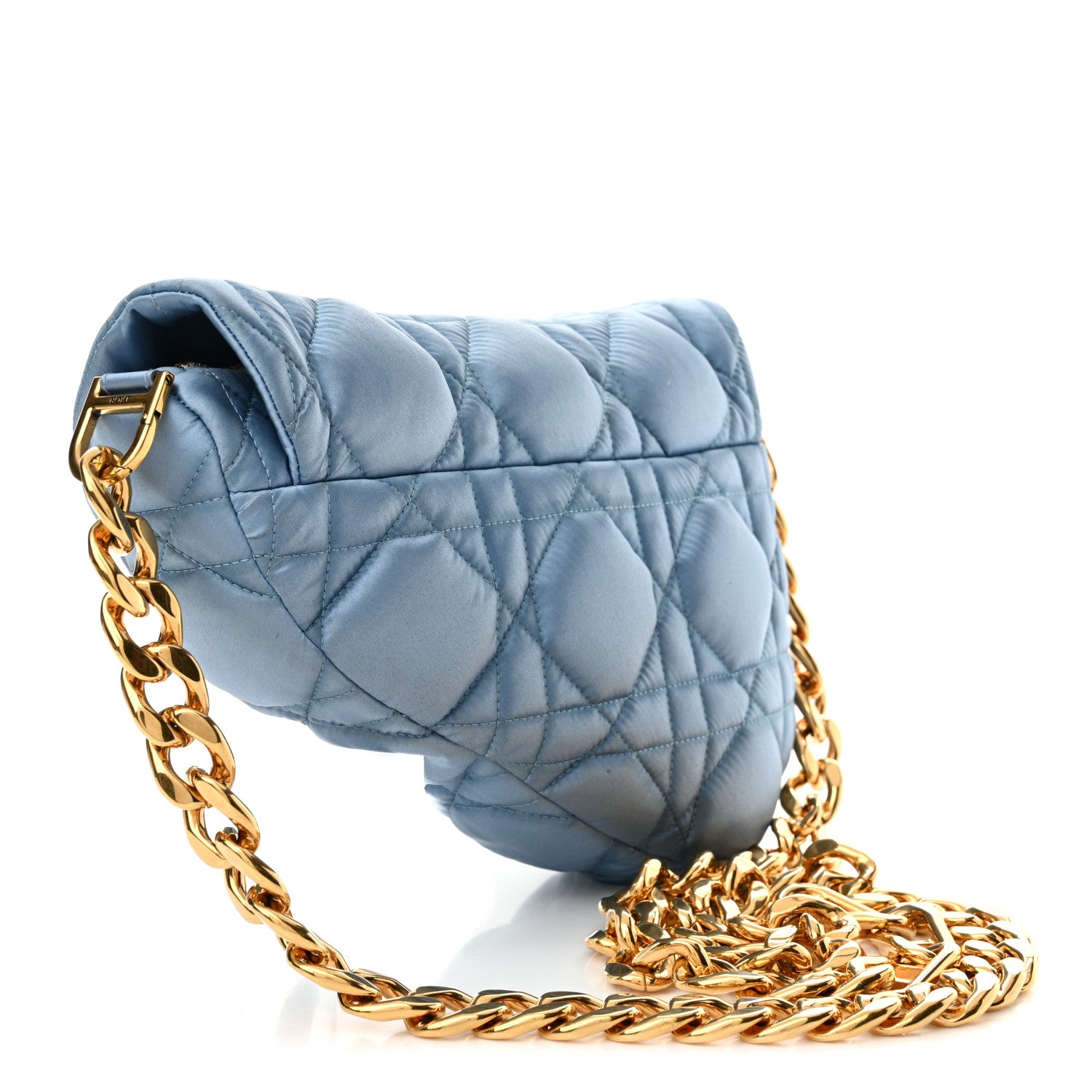 Christian Dior X ERL Satin Cannage Micro Venice Saddle Bag Blue