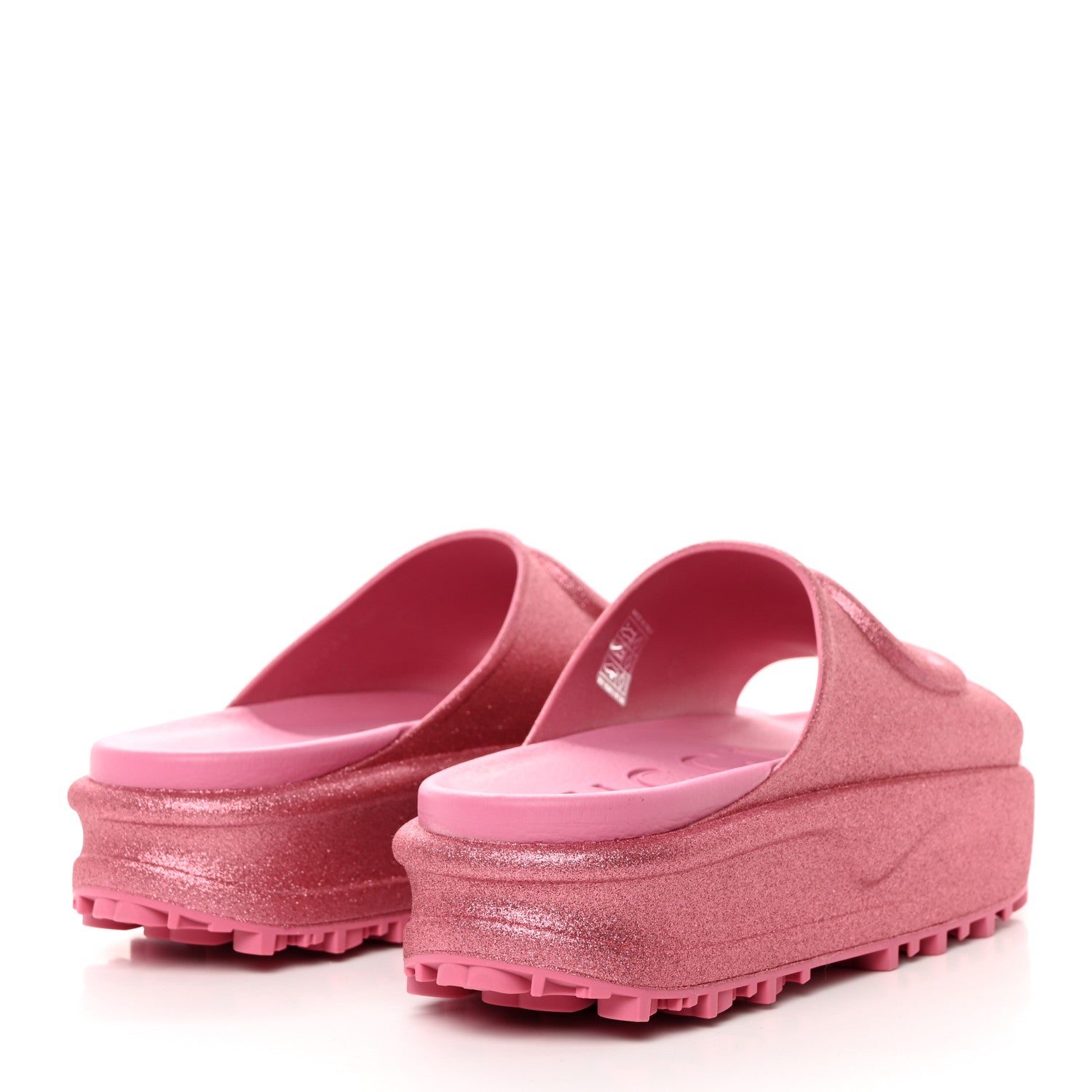 Gucci Glitter Rubber Womens Interlocking G Platform 42mm Slide Sandals 40 Rose 4 of 9