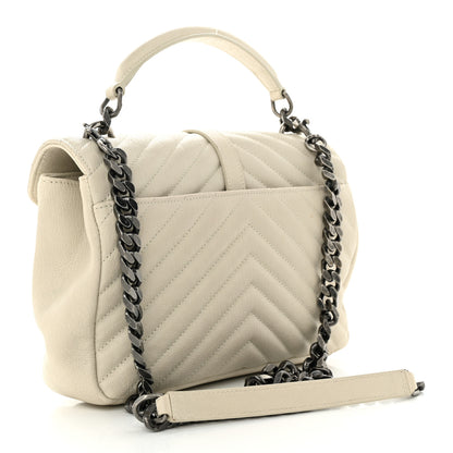 Saint Laurent Sheepskin Matelasse Chevron Monogram Medium College Bag Dove White 3 of 14