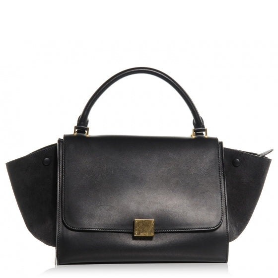 Calfskin and Suede Small Trapeze Navy Blue
