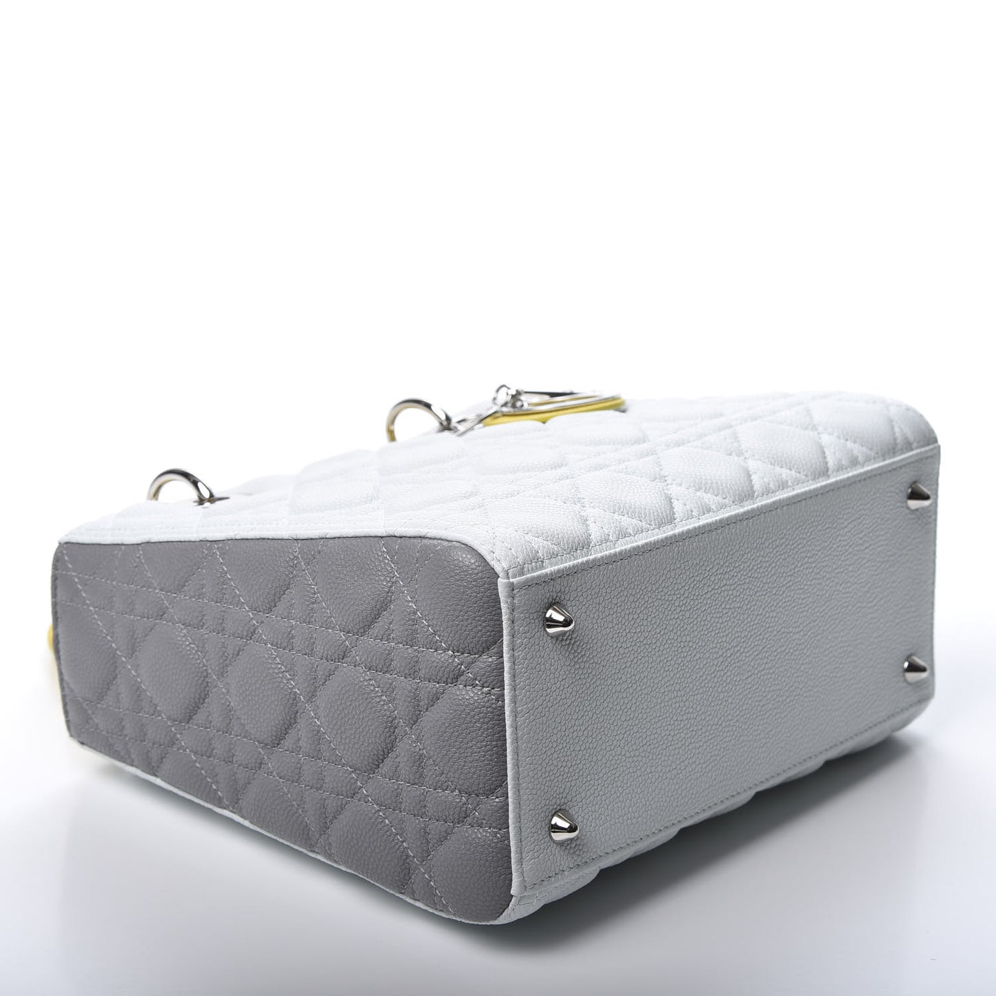 Lambskin Cannage Medium Tri-Color Lady Dior White Grey Yellow