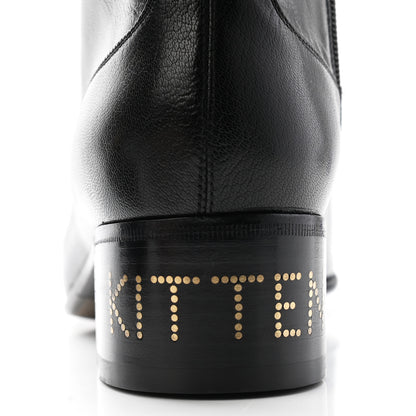 Gucci Goatskin Kitten Chain Horsebit Ankle Boots 40 Black 10 of 11