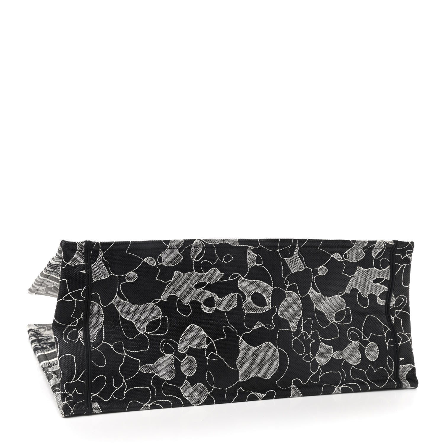 Christian Dior Canvas Embroidered Large Around The World Book Tote Black White 4 of 9