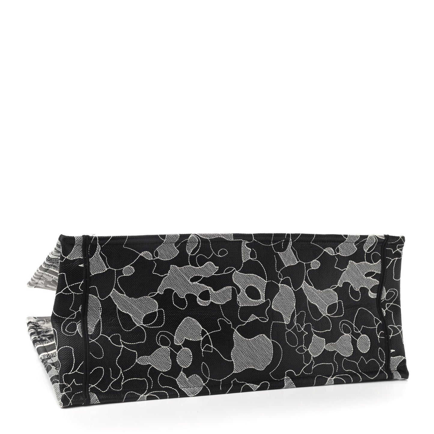 Canvas Embroidered Large Around The World Book Tote Black White