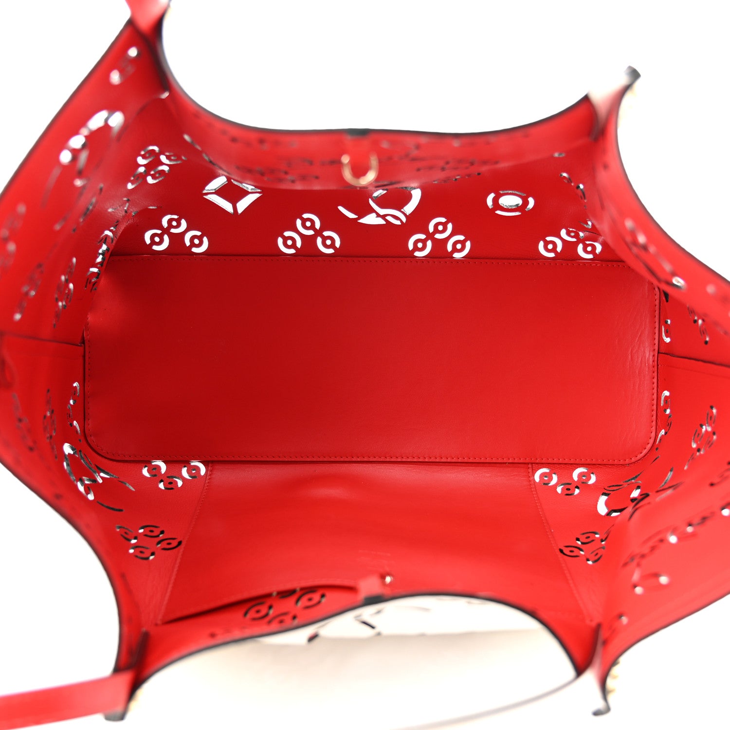 Christian Louboutin Calfskin Perforated Large Loubinthesky Cabarock Spikes Tote Snow 4 of 8