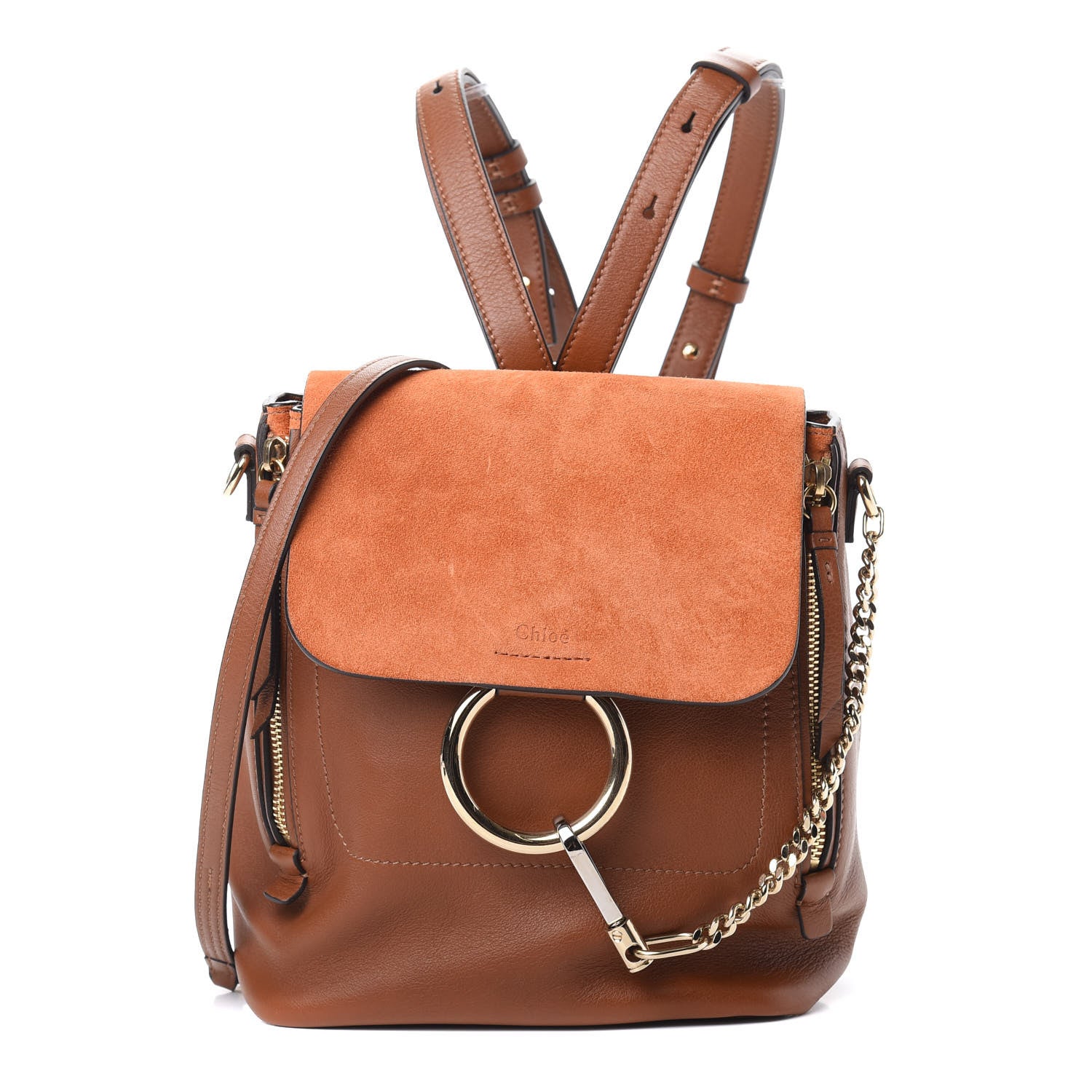 Chloe Suede Calfskin Small Faye Backpack Tan 1 of 10