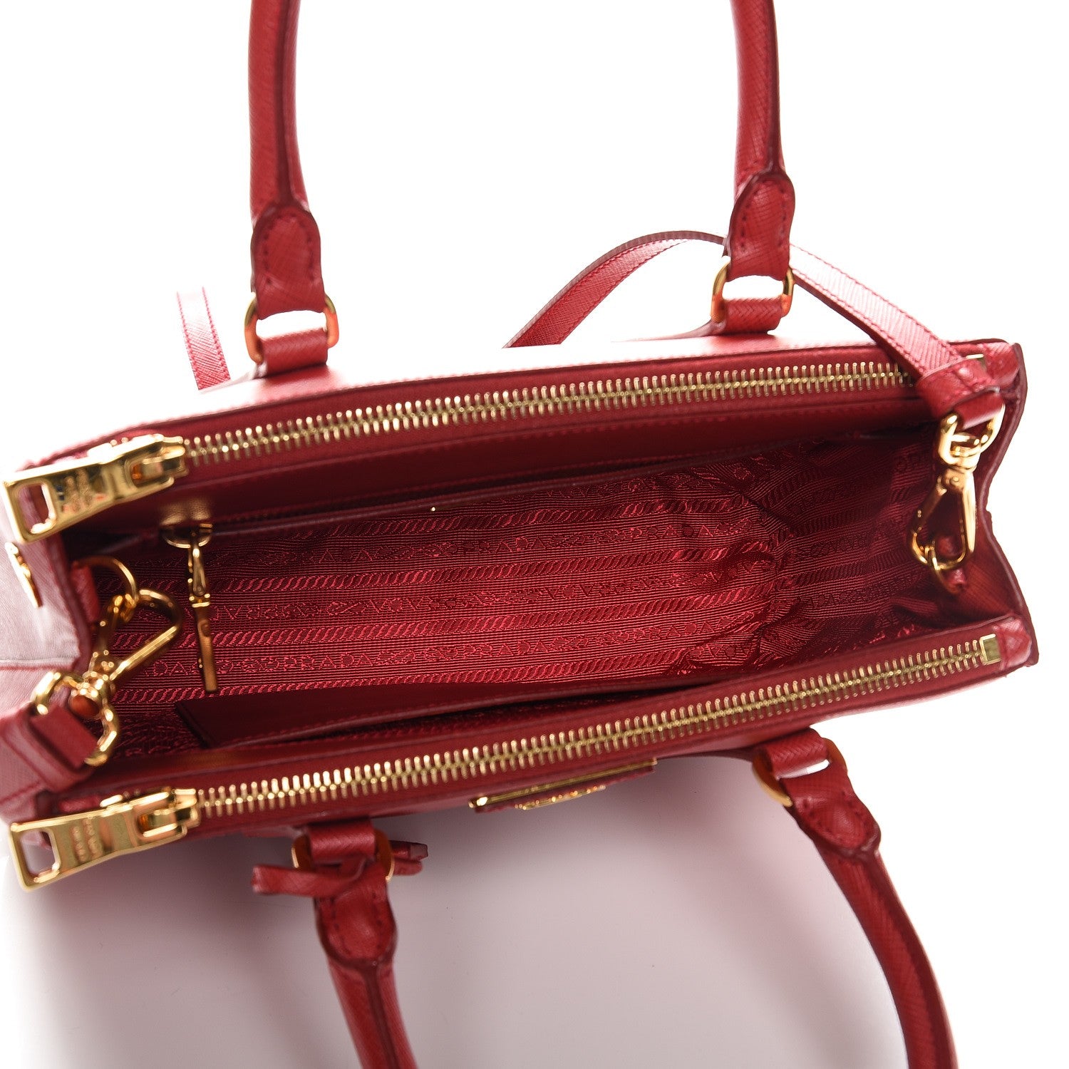 Prada Saffiano Mini Galleria Double Zip Tote Fuoco 6 of 8