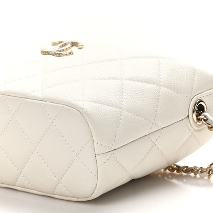 Chanel Caviar Quilted Hobo Clutch With Chain White 10 of 11