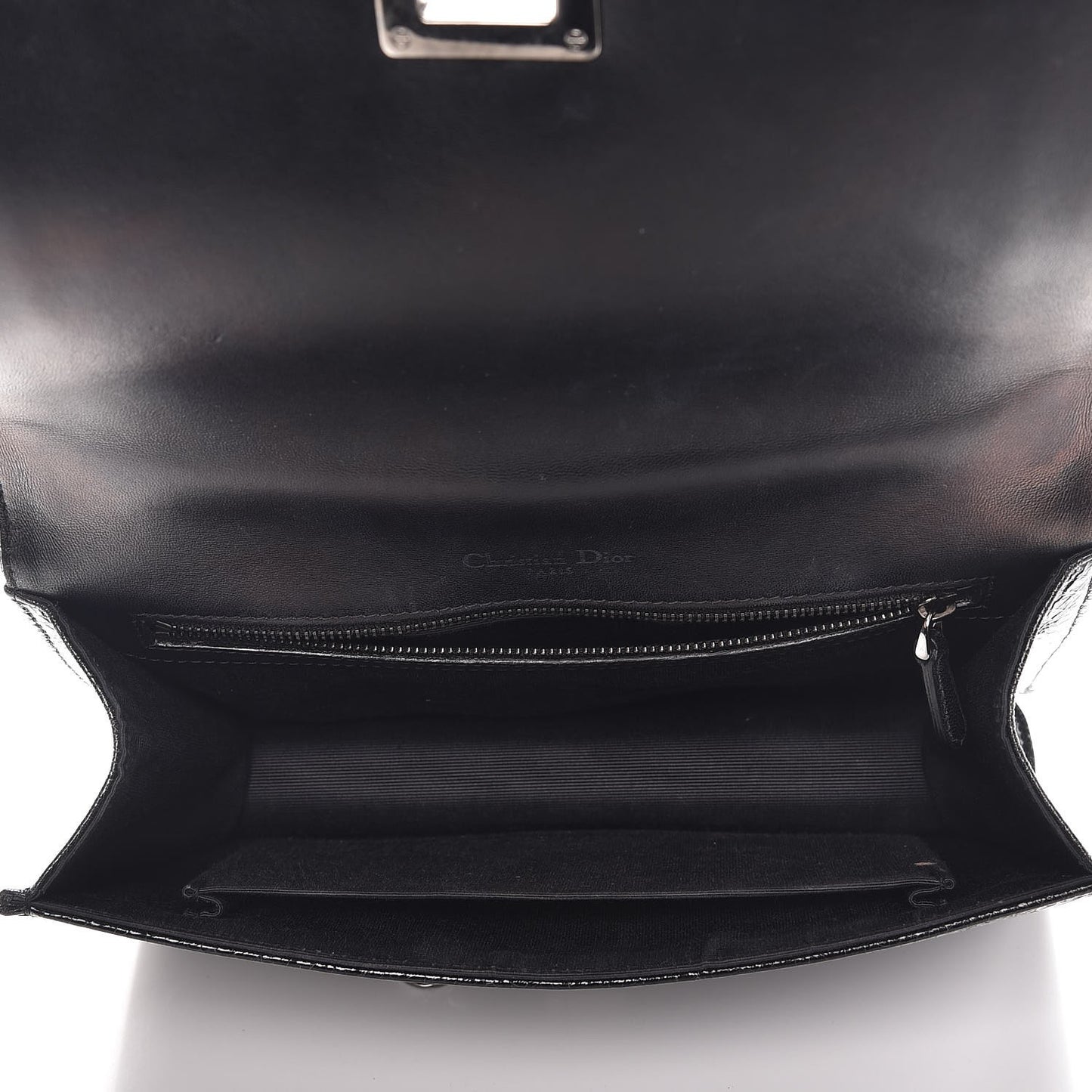 Crackled Deerskin Medium Diorama Flap Bag Black